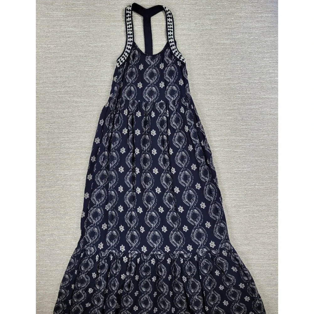 Abercrombie & Fitch Maxi Dress Womens XS Navy Racerback Tiered Empire Babydoll